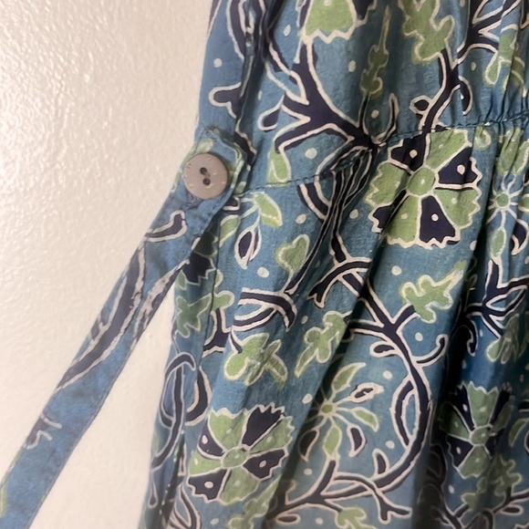 NWOT April Cornell 100% Cotton Scandinavian Floral Blue & Green Jumpsuit Sz XS - Picture 6 of 9
